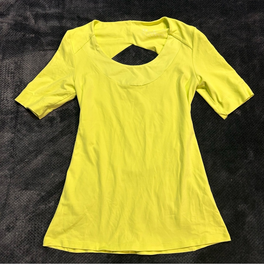 Fig Clothing Activewear Top Small Neon Yellow Stretch Open Back